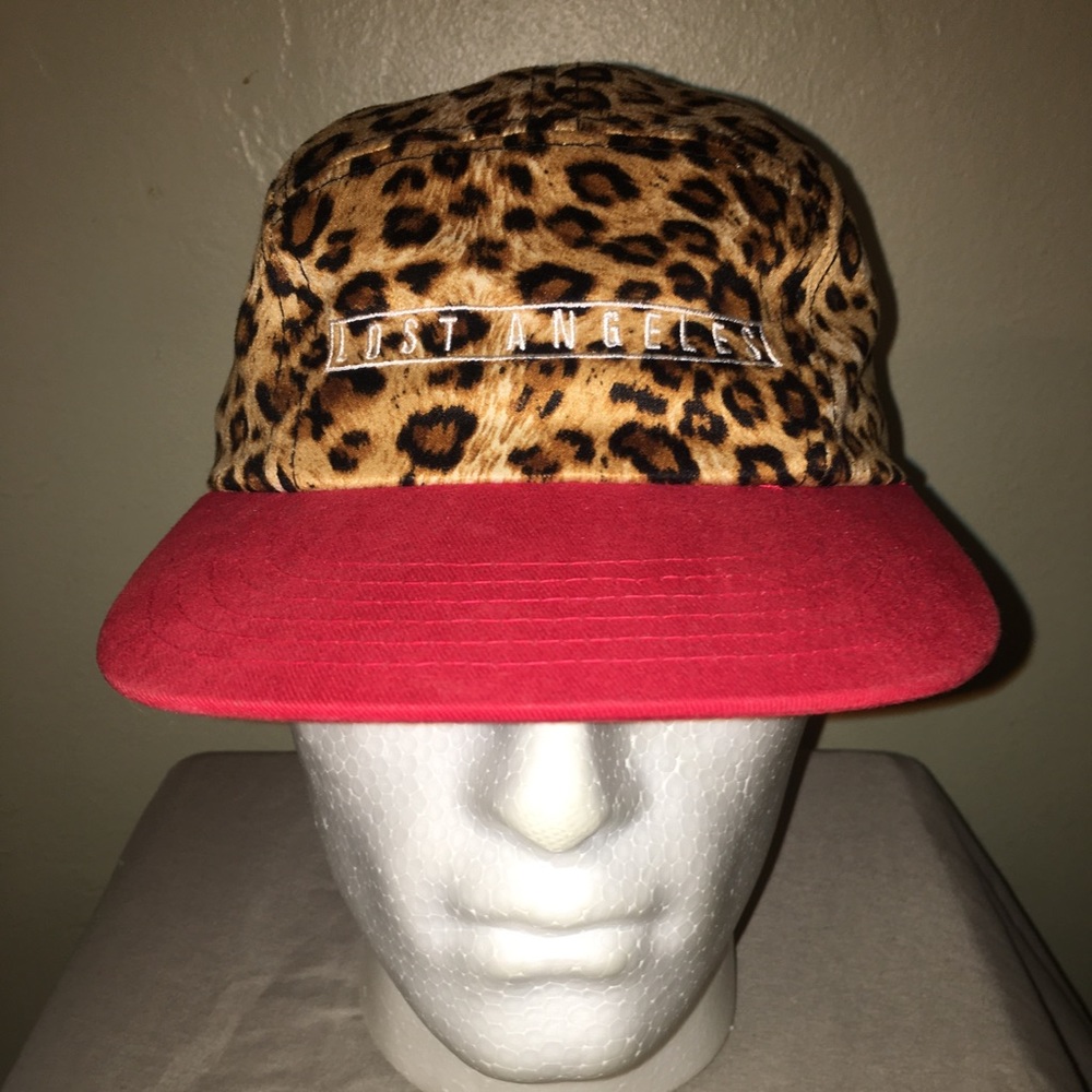 LOST ANGELES cheetah print strap back hat